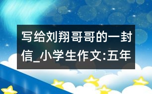 寫給劉翔哥哥的一封信_小學生作文:五年級