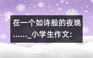在一個如詩般的夜晚......_小學(xué)生作文:四年級