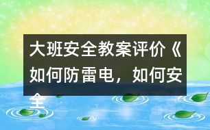 大班安全教案評價《如何防雷電，如何安全用電》反思