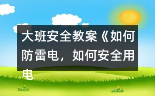 大班安全教案《如何防雷電，如何安全用電》反思