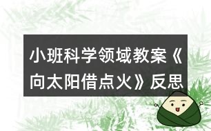 小班科學(xué)領(lǐng)域教案《向太陽借點(diǎn)火》反思