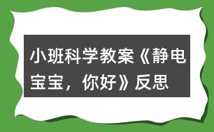 小班科學(xué)教案《靜電寶寶，你好》反思