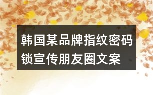 韓國(guó)某品牌指紋、密碼鎖宣傳朋友圈文案33句