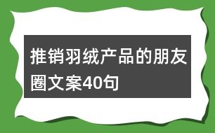 推銷(xiāo)羽絨產(chǎn)品的朋友圈文案40句