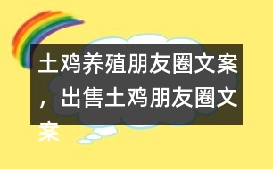 土雞養(yǎng)殖朋友圈文案，出售土雞朋友圈文案37句