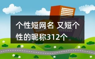 個(gè)性短網(wǎng)名 又短個(gè)性的昵稱(chēng)312個(gè)