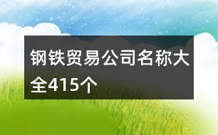 鋼鐵貿易公司名稱大全415個