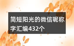 簡(jiǎn)短陽(yáng)光的微信昵稱(chēng)字匯編432個(gè)