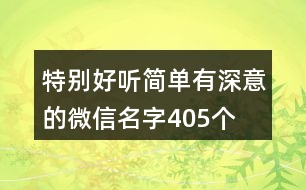特別好聽簡單有深意的微信名字405個