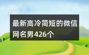 最新高冷簡短的微信網名男426個