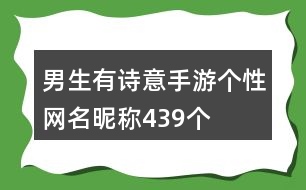 男生有詩意手游個性網名昵稱439個