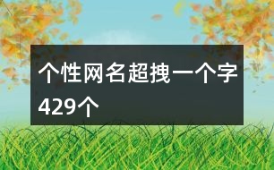 個性網名超拽一個字429個
