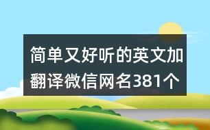 簡(jiǎn)單又好聽的英文加翻譯微信網(wǎng)名381個(gè)