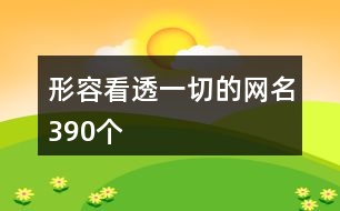 形容看透一切的網名390個