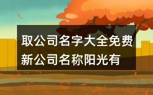 取公司名字大全免費,新公司名稱陽光有活力457個