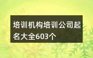 培訓(xùn)機構(gòu)培訓(xùn)公司起名大全603個