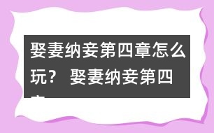娶妻納妾第四章怎么玩？ 娶妻納妾第四章攻略