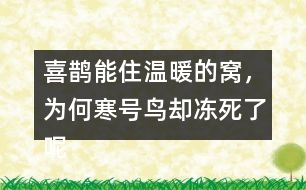喜鵲能住溫暖的窩，為何寒號(hào)鳥(niǎo)卻凍死了呢？