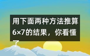 用下面兩種方法推算6×7的結(jié)果，你看懂了嗎？說(shuō)一說(shuō)，填一填。