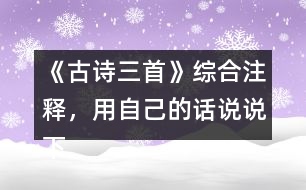 《古詩三首》綜合注釋，用自己的話說說下面詩句的意思。