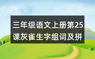 三年級語文上冊第25課灰雀生字組詞及拼音