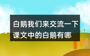白鵝我們來(lái)交流一下,課文中的白鵝有哪些特點(diǎn)，作者是怎樣具體描寫(xiě)這些特點(diǎn)的。