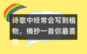 詩歌中經(jīng)常會(huì)寫到植物，摘抄一首你最喜歡的與植物有關(guān)的詩句