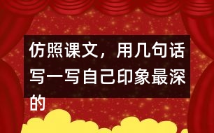 仿照課文，用幾句話寫一寫自己印象最深的某個景致。