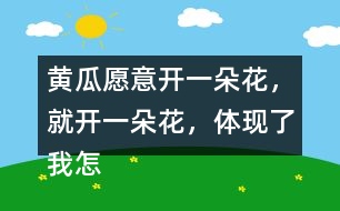 黃瓜愿意開(kāi)一朵花，就開(kāi)一朵花，體現(xiàn)了我怎樣的內(nèi)心？