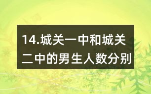 14.城關(guān)一中和城關(guān)二中的男生人數(shù)分別占全校學(xué)生總數(shù)的52％和54％，