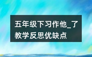 五年級下習(xí)作：他_了教學(xué)反思優(yōu)缺點