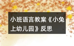 小班語言教案《小兔上幼兒園》反思