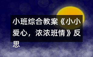 小班綜合教案《小小愛(ài)心，濃濃班情》反思