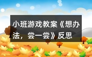 小班游戲教案《想辦法，嘗一嘗》反思