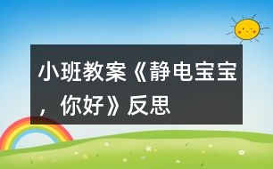 小班教案《靜電寶寶，你好》反思