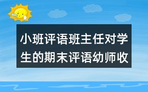 小班評(píng)語班主任對(duì)學(xué)生的期末評(píng)語幼師收藏