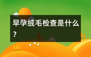 早孕絨毛檢查是什么？