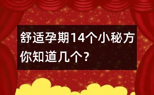 舒適孕期14個(gè)小秘方你知道幾個(gè)？