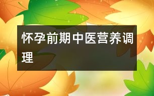 懷孕前期中醫(yī)營(yíng)養(yǎng)調(diào)理