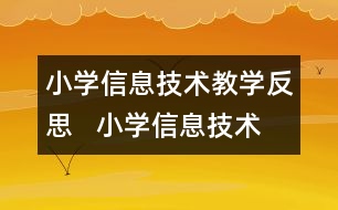 小學信息技術教學反思   小學信息技術教學中的幾點感觸