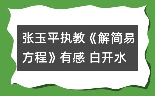 張玉平執(zhí)教《解簡易方程》有感 白開水可以變成茅臺酒！