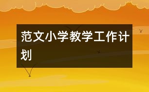 范文小學(xué)教學(xué)工作計(jì)劃