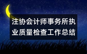 注協(xié)會計(jì)師事務(wù)所執(zhí)業(yè)質(zhì)量檢查工作總結(jié)