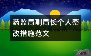 藥監(jiān)局副局長(zhǎng)個(gè)人整改措施范文