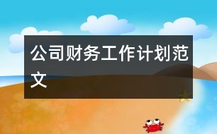 公司財(cái)務(wù)工作計(jì)劃范文