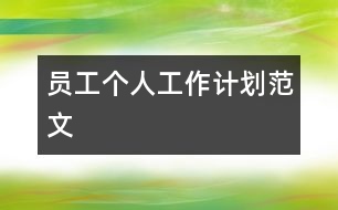 員工個人工作計(jì)劃范文