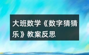 大班數學《數字猜猜樂》教案反思