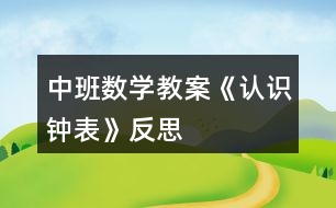 中班數(shù)學教案《認識鐘表》反思