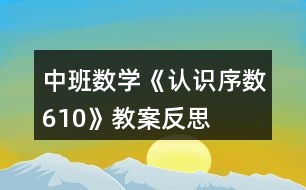 中班數(shù)學《認識序數(shù)610》教案反思