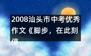 2008汕頭市中考優(yōu)秀作文《腳步，在此刻停住》